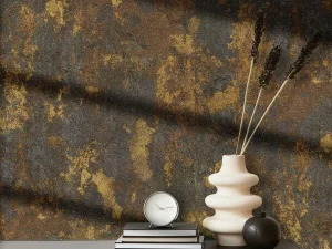 کاغذ دیواری کربن 3/carbon3 طرح پتینه قهوه‌ای / نارنجی کد ۱۰۳۳۵