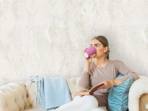 کاغذدیواری هاش دو او H2O طرح بافت کرم کد 931C