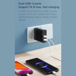 شارژر دیواری سه پورت تایپ‌سی و یواس‌بی 65 وات ZMI TravelPort HA833