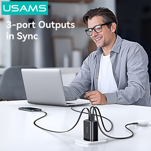 فروش شارژر دیواری 65 وات تایپ سی و یو اس بی یوسامز با کابل تایپ سی