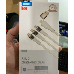 ROCK RCB0860 G20 transparent 2-to-3 fast charging data cable