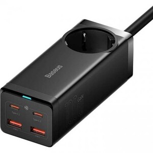 فروش چندراهی برق یک سوکت، دو یو اس بی و دو تایپ سی 100 وات شارژ سریع رومیزی بیسوس