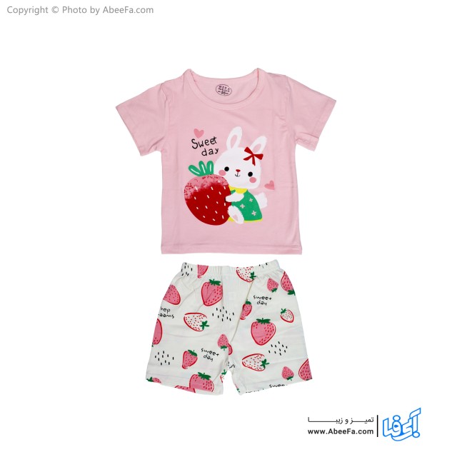 ست تی شرت و شلوارک بچگانه مدل Strawberry