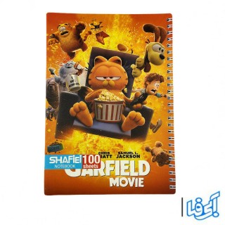 دفتر ۱۰۰ برگ جلد طلقی فانتزی طرح گارفیلد