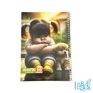 دفتر50 برگ طرح دختر فنری جلد طلقی مدل 6244