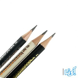 مداد مشکی سه‌گوش چوب سفید وک 3 عددی