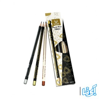 مداد مشکی سه‌گوش چوب سفید وک 12 عددی