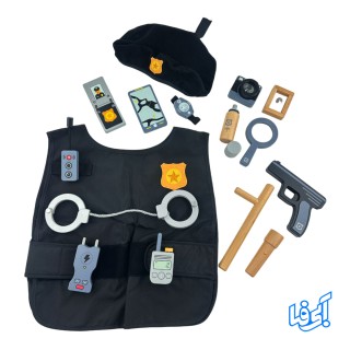 اسباب بازی ست تجهیزات پلیس چوبی