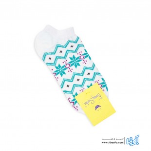 جوراب مچی فانی مدل 1037 سفید و سبز آبی