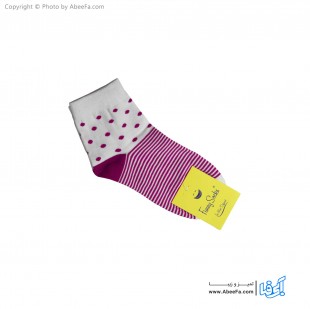 جوراب نیم ساق فانی مدل 822 سفید-صورتی