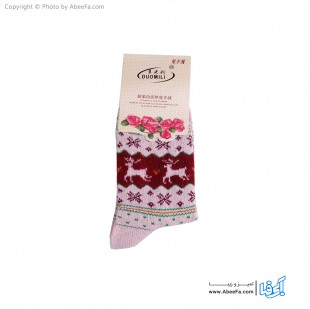 جوراب ساق دار پشمی مدل AF1479-A صورتی-زرشکی