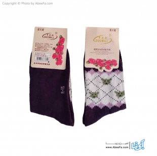 جوراب ساق دار پشمی مدل AF1479-B بنفش