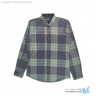 پیراهن مردانه پشمی مدل MCR6G سبز آبی