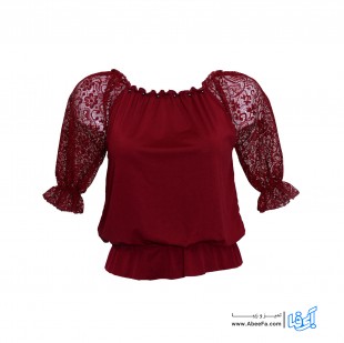 بلوز زنانه آستین کوتاه زنانه مدل RZ-HA81022-NIMT-ZE رنگ زرشکی