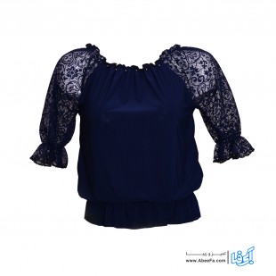 بلوز زنانه آستین کوتاه زنانه مدل RZ-HA81022-NIMT-SO رنگ سورمه ای