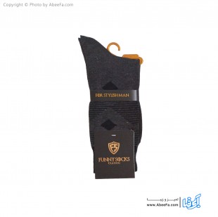 جوراب مردانه ساق دار کلاسیک فانی مدل 10017 دودی-مشکی