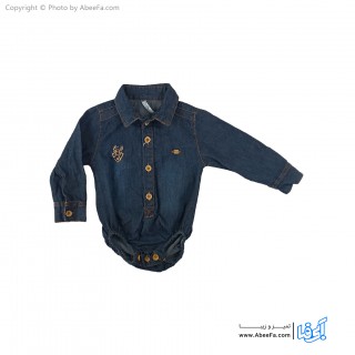پیراهن جین زیر دکمه دار بچگانه مدل NGN1127-AT