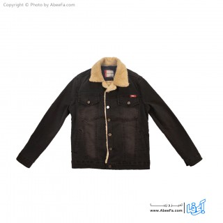 کت جین مردانه داخل خز مدل LE32Z زغالی