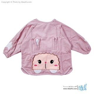 پیش بند نوزادی آستین دار مدل مخمل کبریتی-خرگوش P