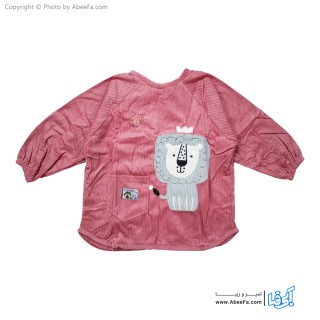 پیش بند نوزادی آستین دار مدل مخمل کبریتی-شیر P