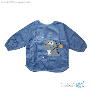 پیش بند نوزادی آستین دار مدل مخمل کبریتی-دایناسور B-A