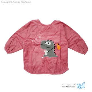 پیش بند نوزادی آستین دار مدل مخمل کبریتی-دایناسور P-A