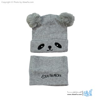 ست کلاه و شال گردن نوزادی مدل pom-bear