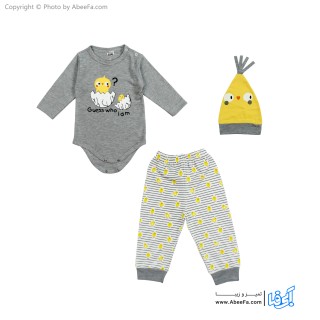 ست سه تکه نوزادی نی نی ناز مدل جوجه طلایی