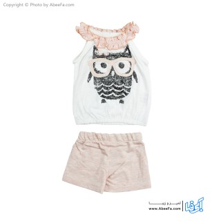 ست تاپ و شورت دخترانه KUMRU مدل جغد W