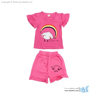 ست تی شرت و شلوارک دخترانه مدل رنگین کمان P