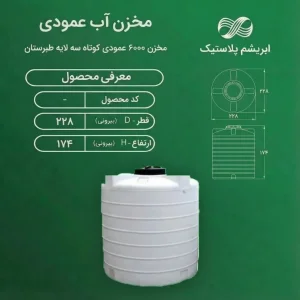 مخزن ۶۰۰۰ لیتری عمودی کوتاه سه لایه طبرستان