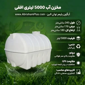 مخزن آب 5000 لیتری افقی آبگون پلیمر توان البرز