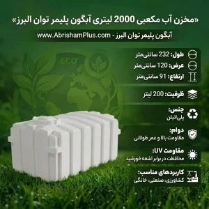 مخزن آب 2000 لیتری مکعبی آبگون پلیمر توان البرز