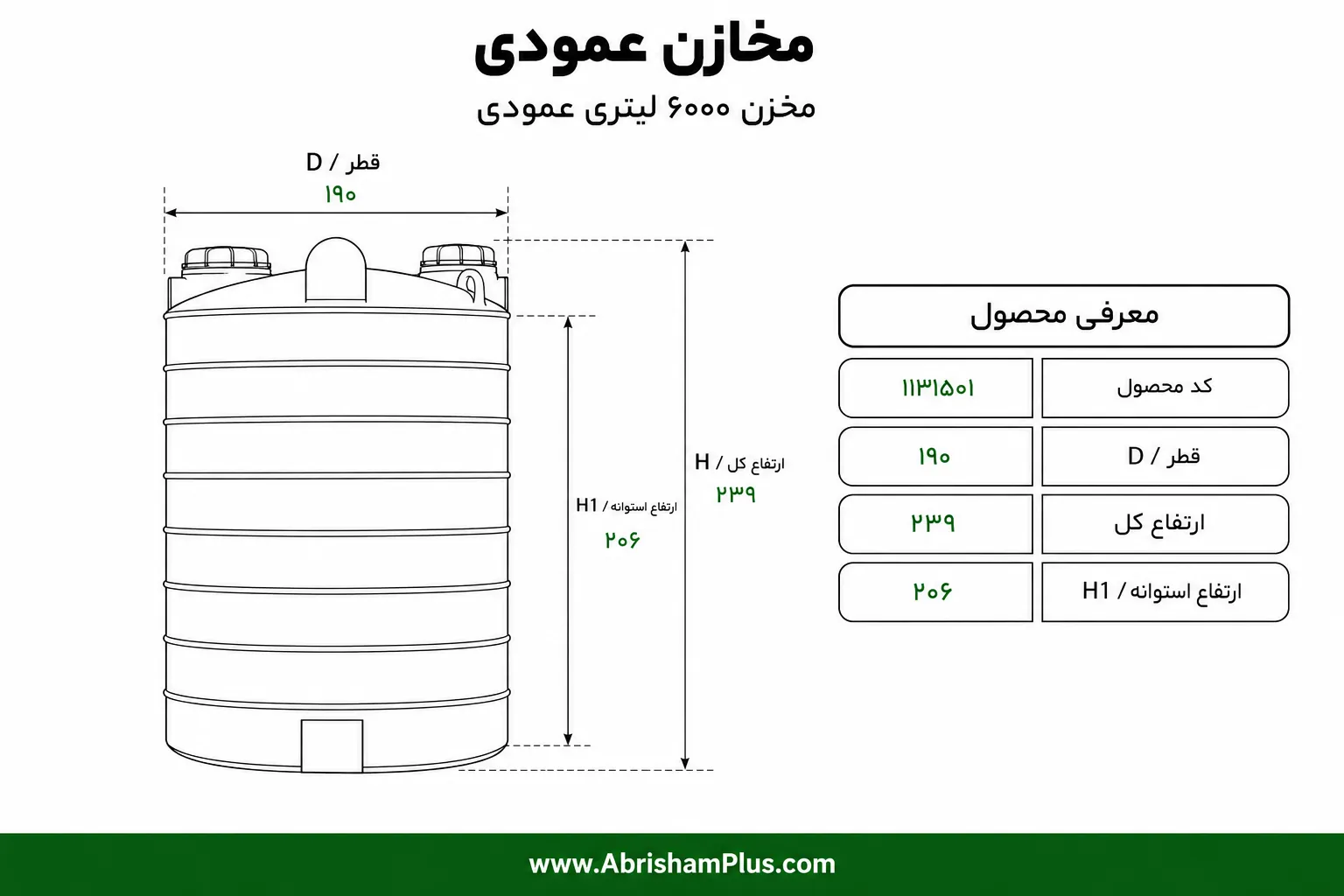 مخزن آب 6000 لیتری عمودی طبرستان سه لایه