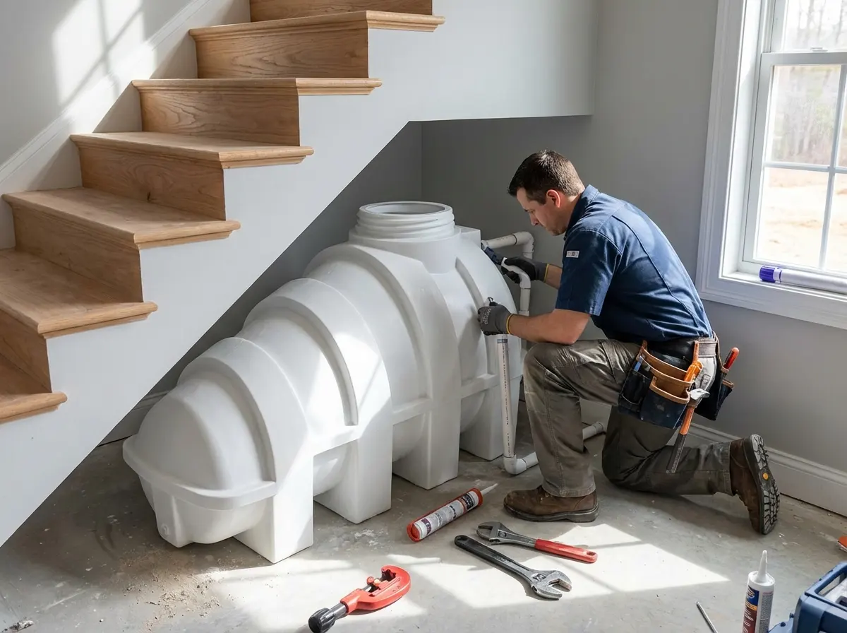 مخزن آب زیرپله ای شیب دار