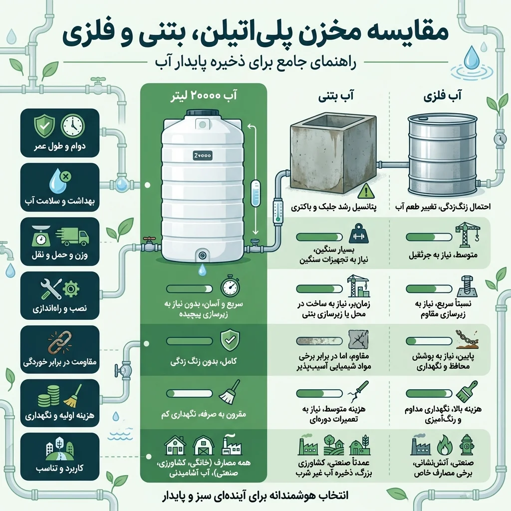 خرید مخزن آب ۲۰۰۰۰ لیتری پلی&zwnj;اتیلن