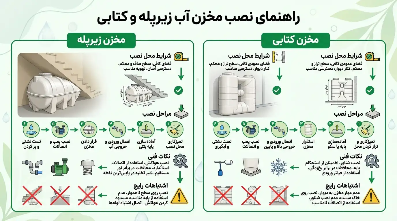 مخزن آب زیرپله و کتابی