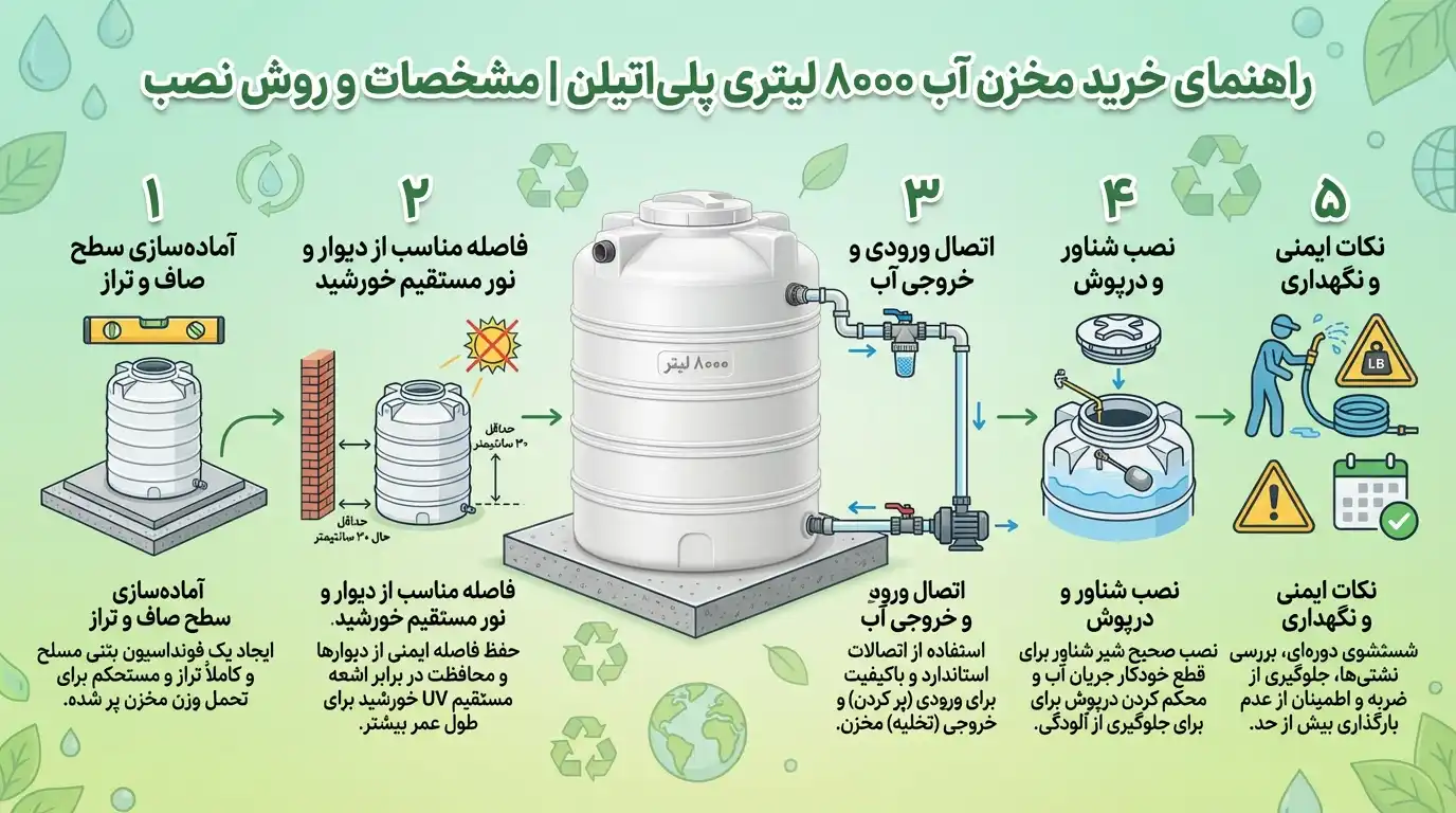 مخزن آب ۸۰۰۰ لیتری پلیاتیلن