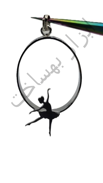 فریم استیل رزین بیضی گردنبند طرح دار