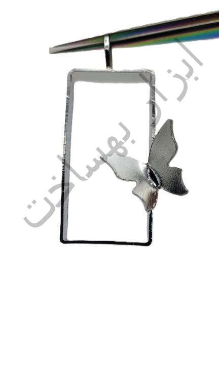 فریم استیل رزین مستطیل گردنبند طرح دار