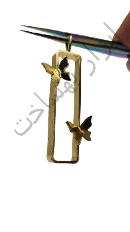 فریم استیل رزین مستطیل گردنبند طرح دار