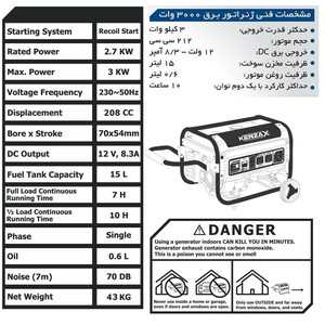 موتور برق  3 کیلو وات کنزاکس مدل KPG-23000