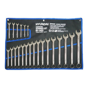 آچار یک سر تخت و یک سر رینگی هیوندای مدل HT-1422 مجموعه 22 عددی