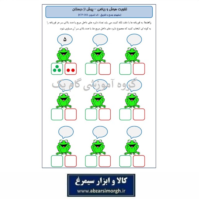 پوستر آموزشی وایت بوردی پیش دبستان - هوش و ریاضی(مفهوم جمع و تفریق) کد KTP-001