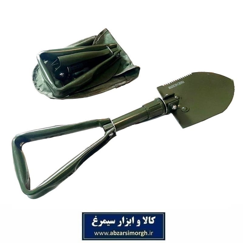 بیلچه ارتشی تاشو چند کاره دسته مثلثی تمام فلزی با کاور HBA-002