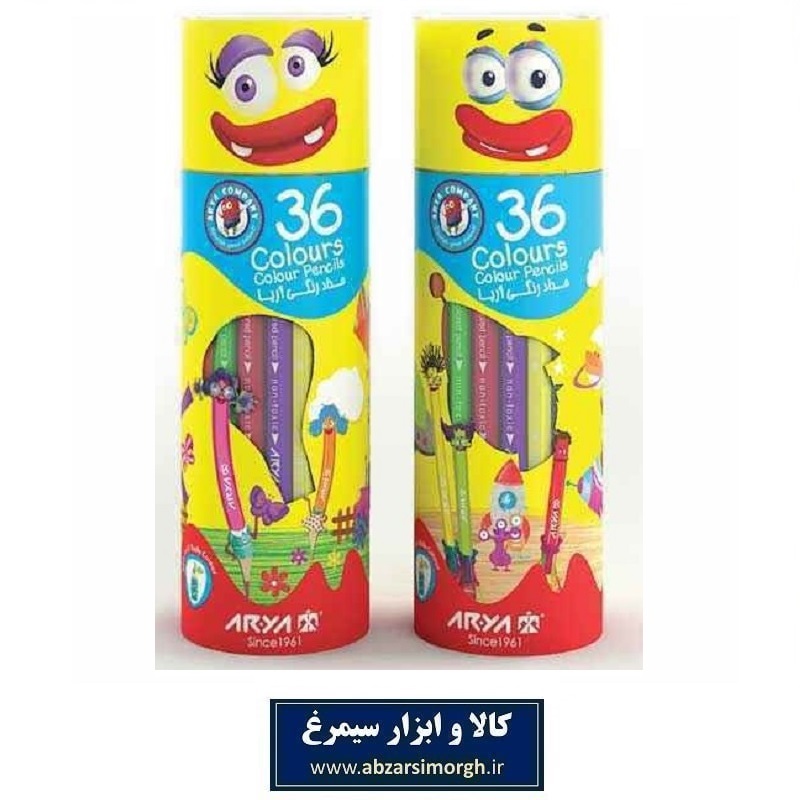 مداد رنگی Arya آریا 36 رنگ استوانه ای طرح لبخند کد 3053