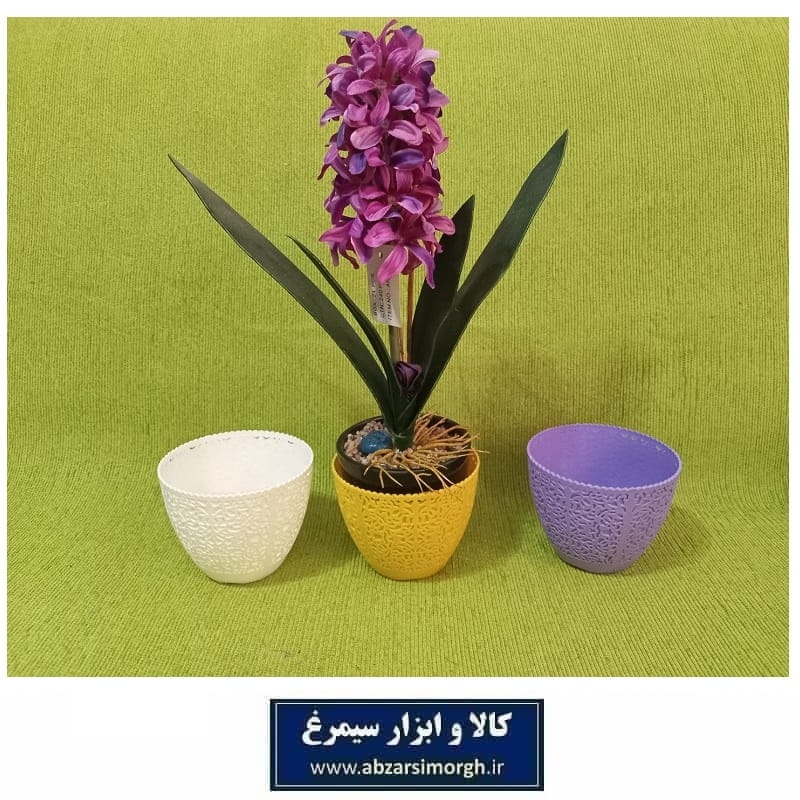 گلدان پلاستیکی رنگی گرد با زیر گلدانی قطر 10 سانتیمتر HGD-001
