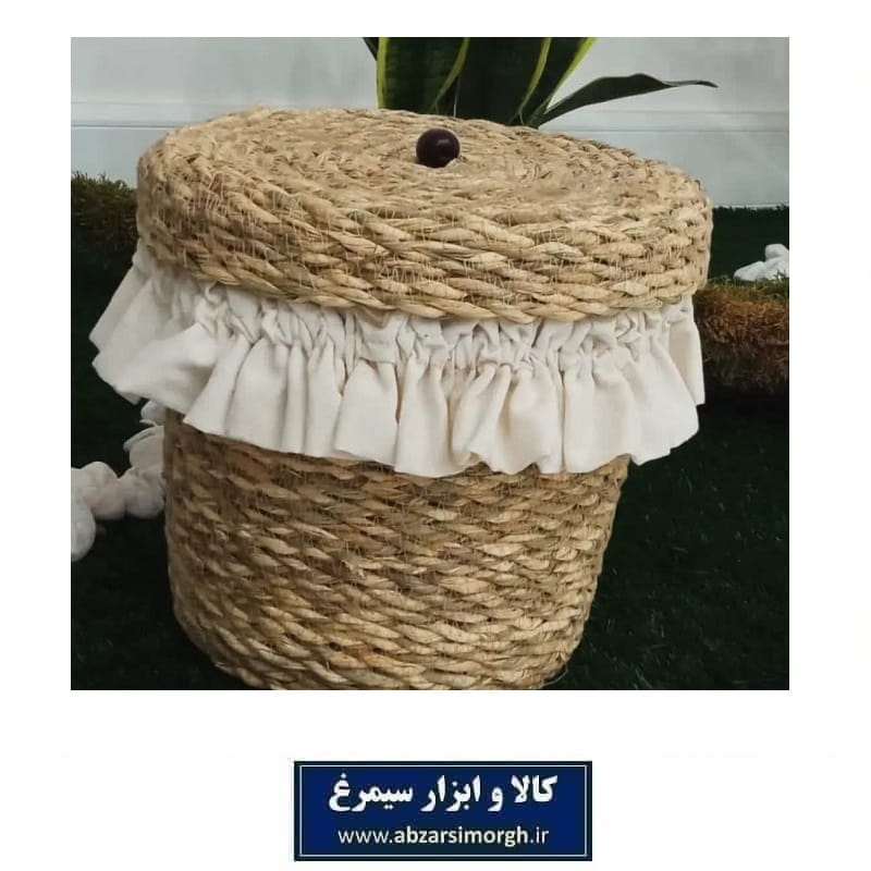 سطل برنج حصیری درب دار صنایع دستی سنتی شمال HWK-046