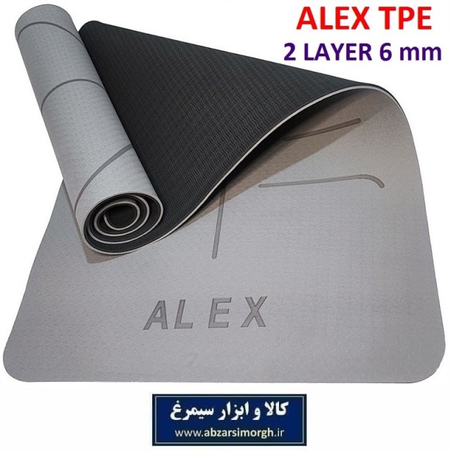 مت ورزشی یوگا  ALEX TPE الکس تی پی ای دو لایه خط دار خارجی 6 میلی متر VKB-014