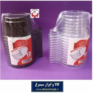 فنجان یکبار مصرف تک ظرف مدل Yas یاس طلقی شفاف و تیره 12 عددی HZY-024